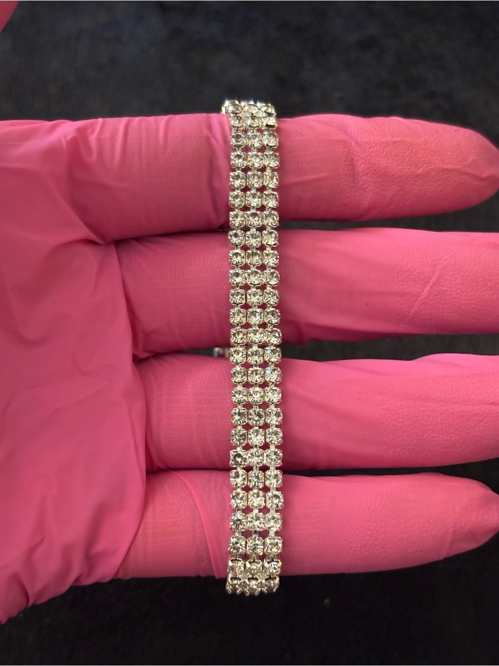 7.8mm Silver Triple Tennis CZ Bracelet 8in. - Picture 8 of 16